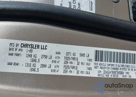 2009 Dodge Journey Se из США, поврежденный, VIN 3D4GG47B99T545884